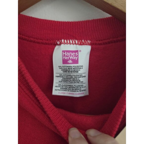 Hanes Deadstock Vintage 90s Red Crewneck Relaxed Cotton Blend Sweatshirt XL - Picture 6 of 8